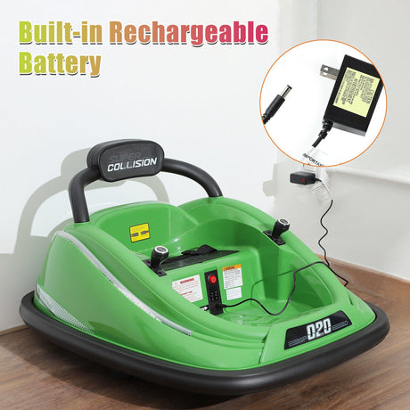 360° Spin Electric Bumper Car with Remote Control and LED Lights for Kids