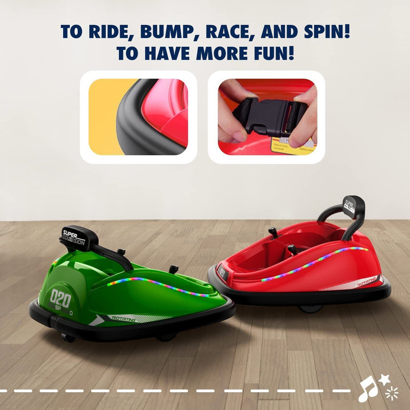 360° Spin Electric Bumper Car with Remote Control and LED Lights for Kids
