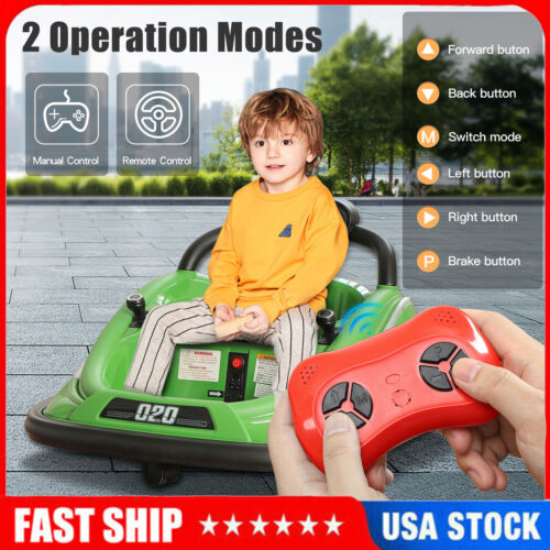 360° Spin Electric Kids Bumper Car with Parental Remote Control - 12V Ride-On Vehicle