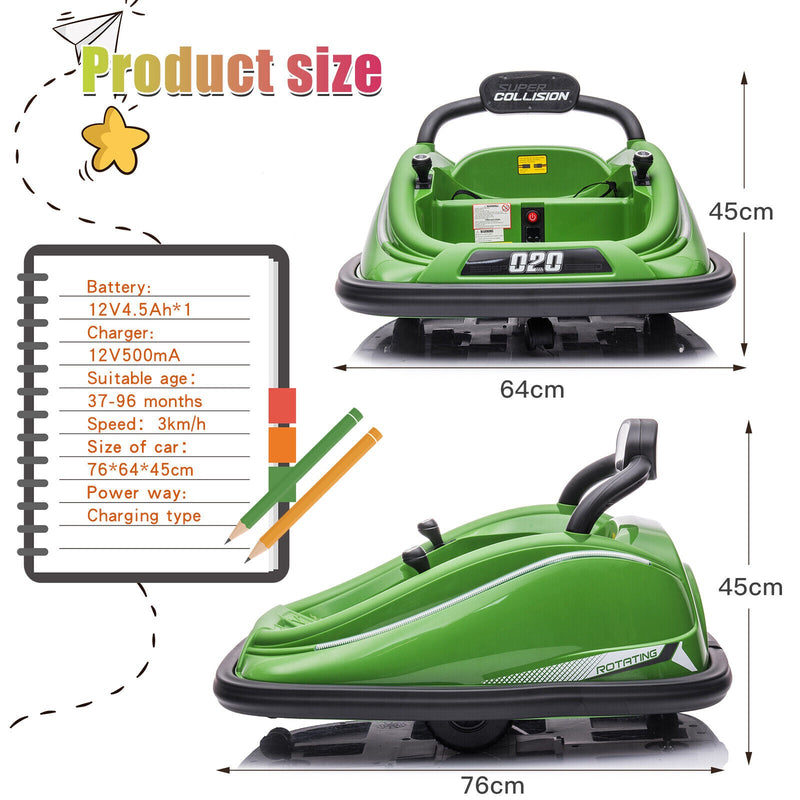 360° Spin Electric Ride-On Car for Kids with Remote Control - Bumper Vehicle Toy (12V)