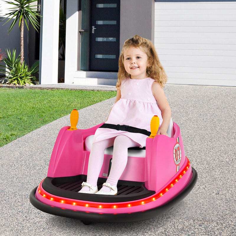 360° Spin Race Bumper Car 12V Toy with Remote Control - Pink