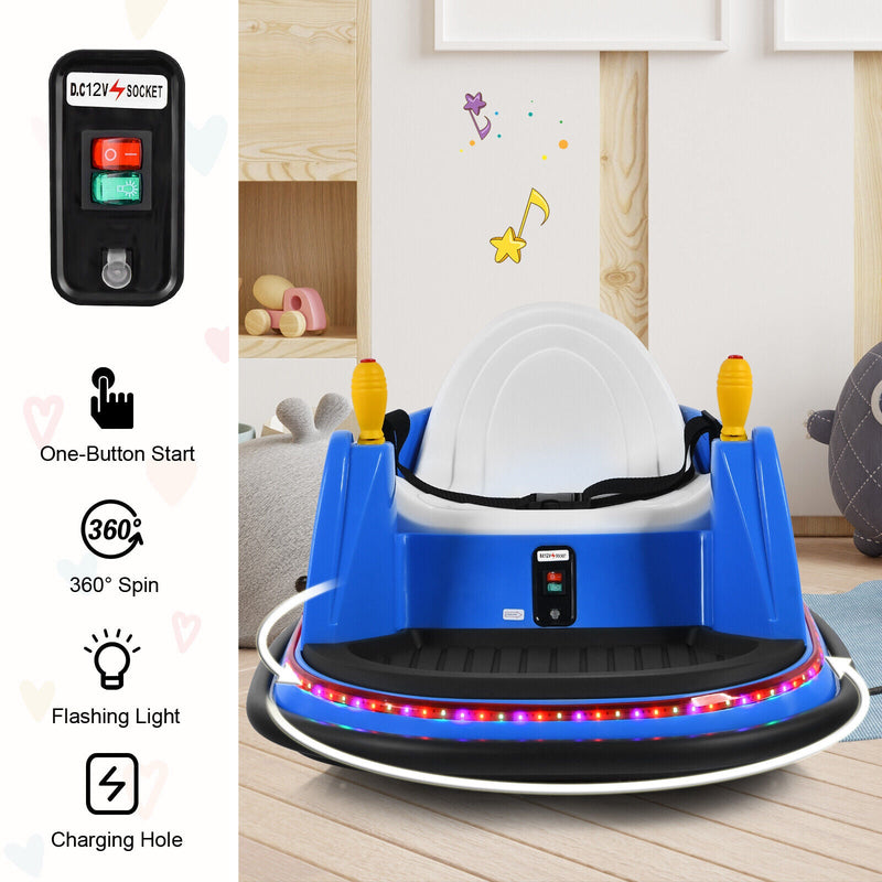 360° Spin Race Bumper Car for Kids with Remote Control - Blue