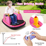 360° Spin Race Bumper Car for Kids with Remote Control - Pink 12V Vehicle