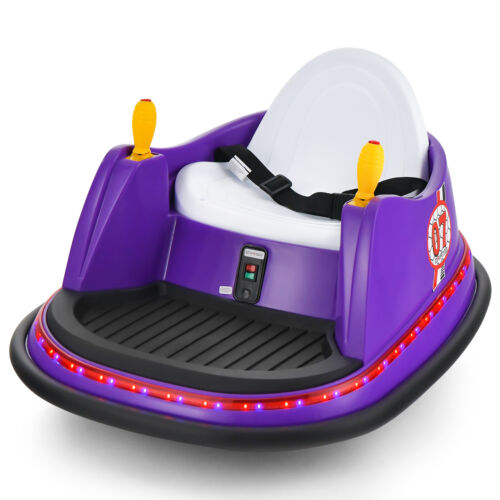 360° Spin Race Bumper Car for Kids with Remote Control - Purple 12V Vehicle