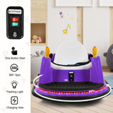 360° Spin Race Bumper Car for Kids with Remote Control - Purple 12V Vehicle