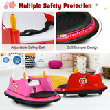 360° Spin Race Bumper Car for Kids with Remote Control - Red, 12V Vehicle