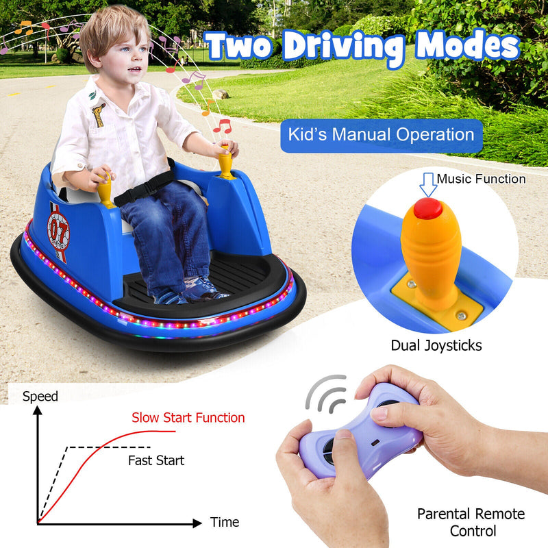 360° Spin Race Bumper Car Ride-On Toy for Kids with Remote Control - 12V Vehicle