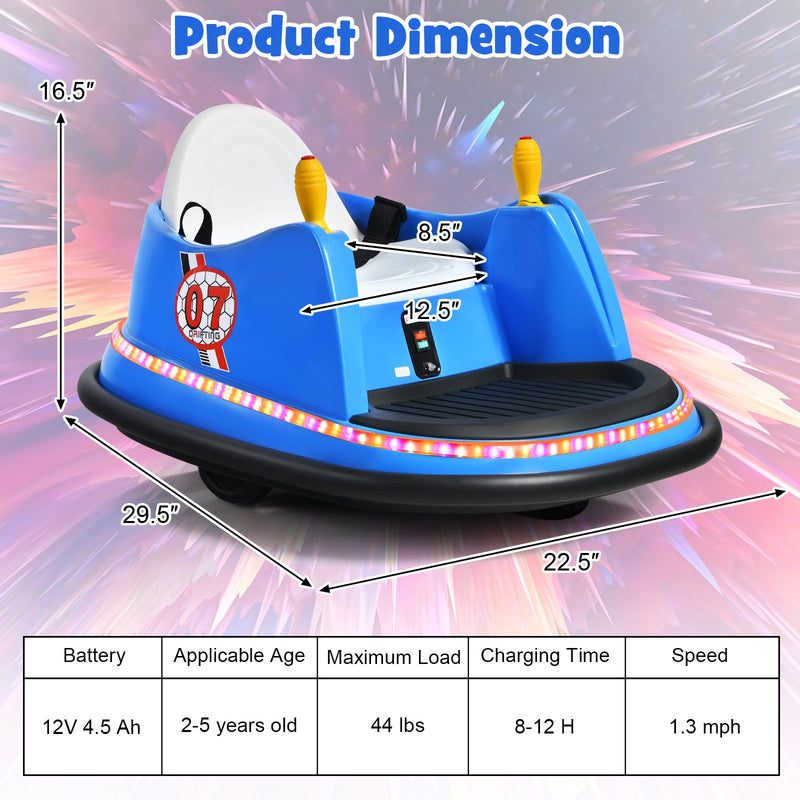 360° Spin Race Bumper Car Ride-On Toy for Kids with Remote Control - 12V Vehicle