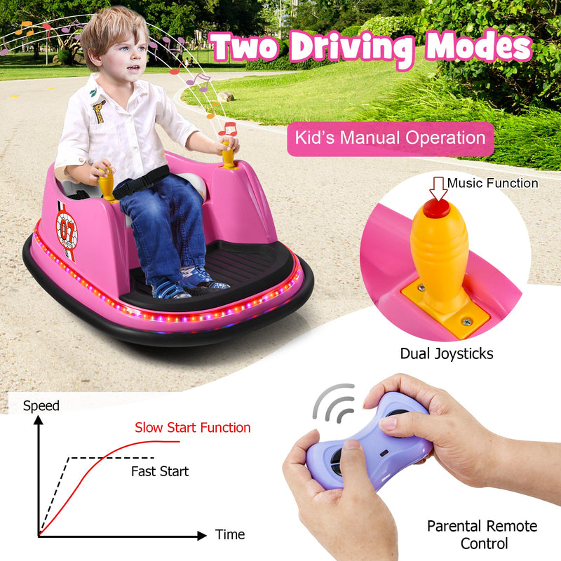 360° Spin Race Bumper Car Ride-On Toy for Kids with Remote Control - 12V Vehicle