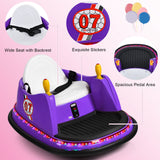 360° Spin Race Bumper Car Toy with Remote Control - 12V Purple Vehicle for Kids