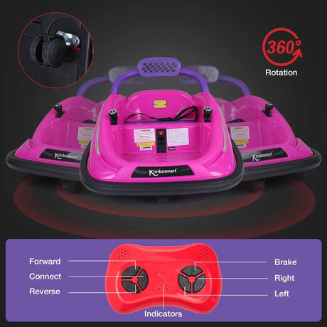360° Spin Race Car for Kids with Remote Control and LED Lights - 6V Bumper Car Ride-On