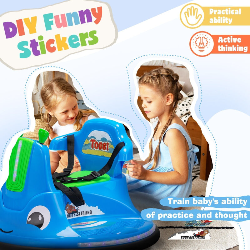 360° Spinning Bumper Car with Dual Motors, LED Lights & Remote Control - TOBBI