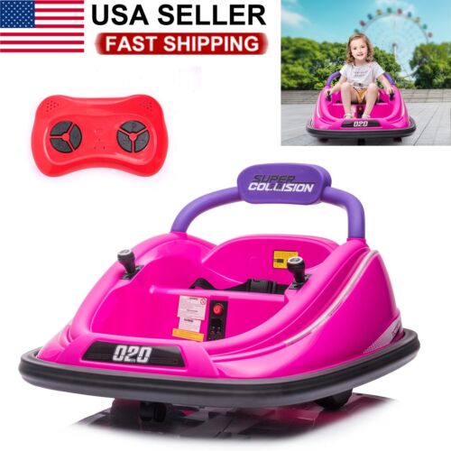 360° Spinning Electric Bumper Car for Kids with Remote Control and LED Lights - 12V