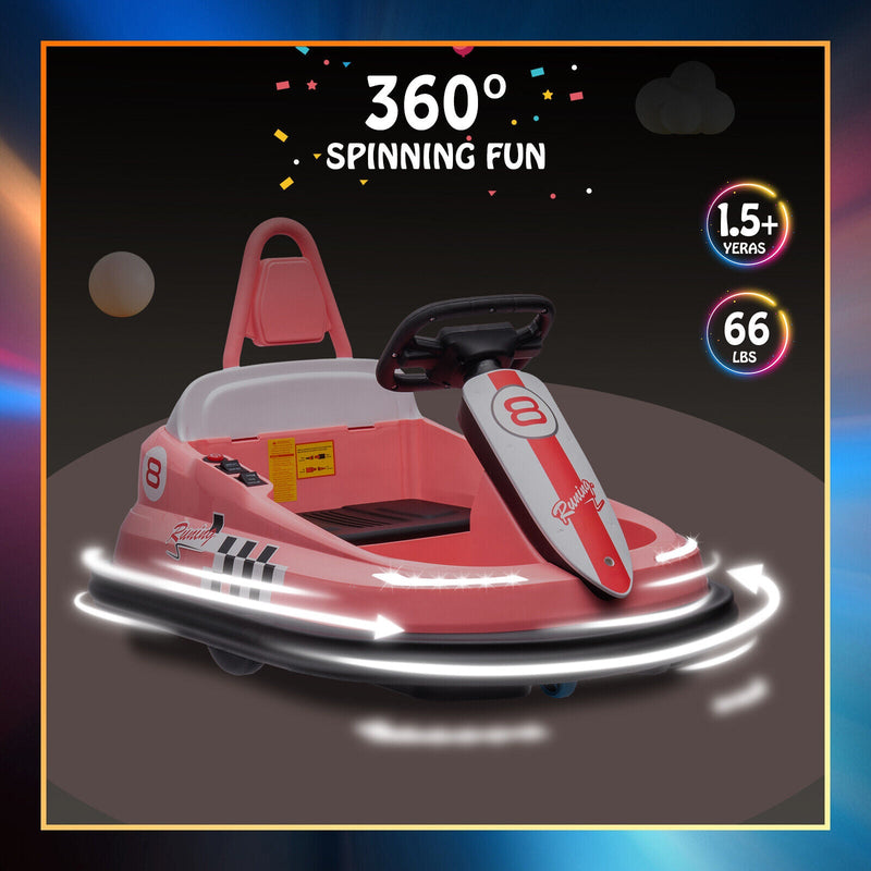 360° Spinning Electric Ride-On Bumper Car for Kids and Toddlers with 2-Speed Control