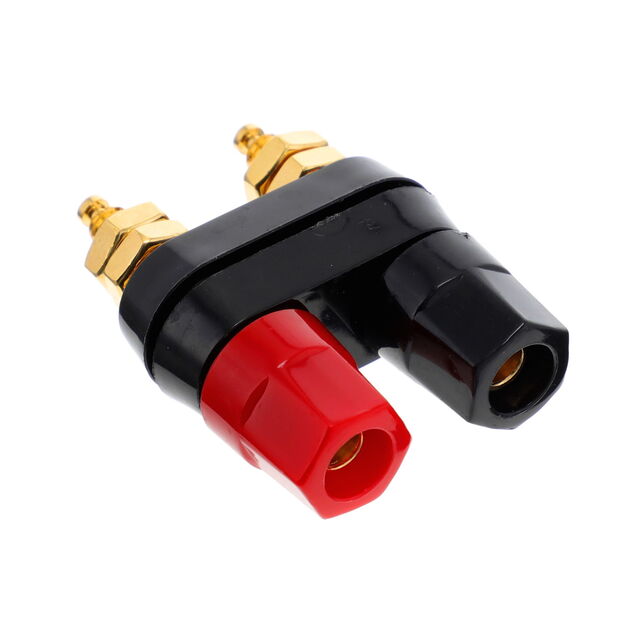 Binding Post Connector Standard, Dual Hex Black, Red, Gold TekShack