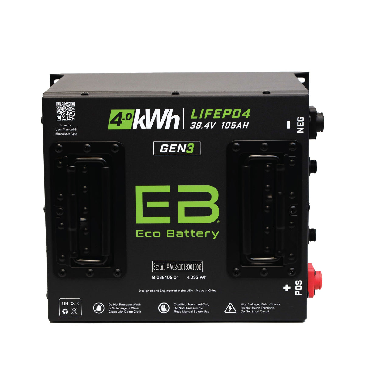 Eco Battery (36V) 38V 105Ah Cube LiFePO4 Gen3 Battery