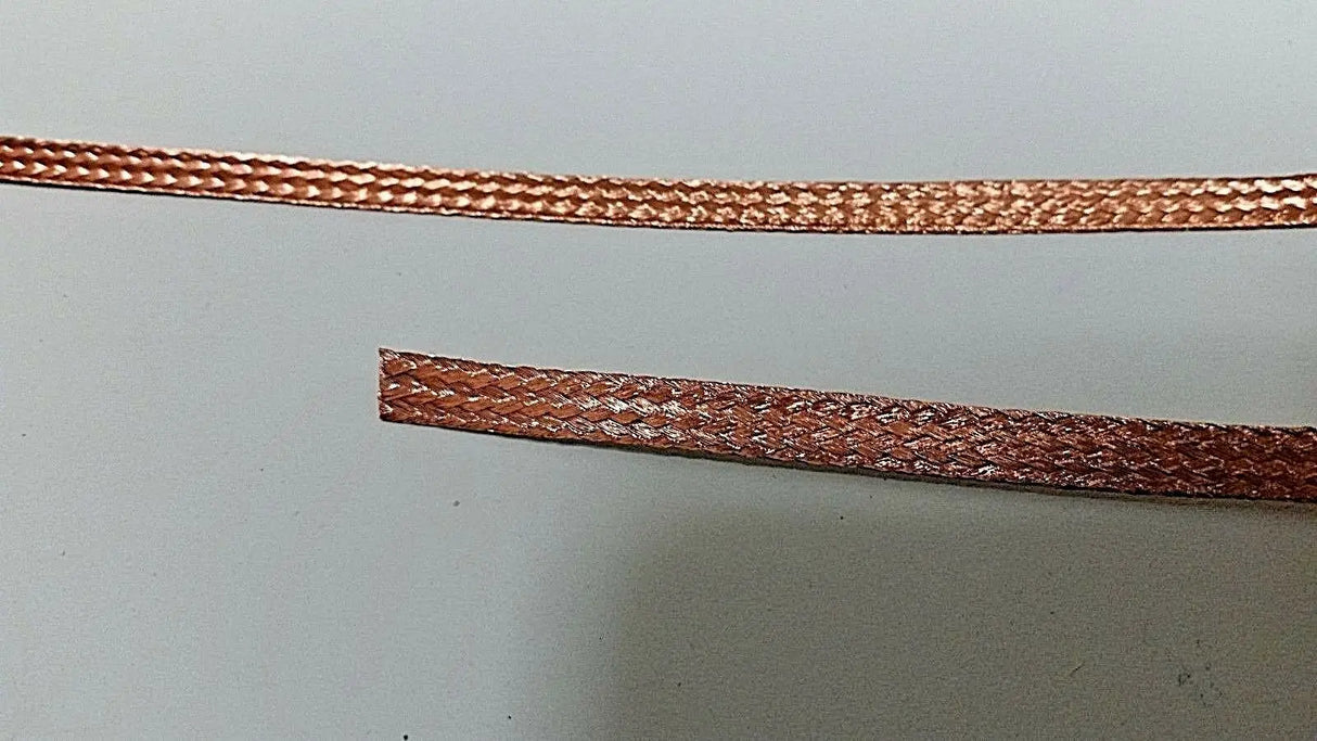 100 Ft' Flat Braided BARE PURE Copper Wire 1/4" Wide Ground Strap USA ACDC