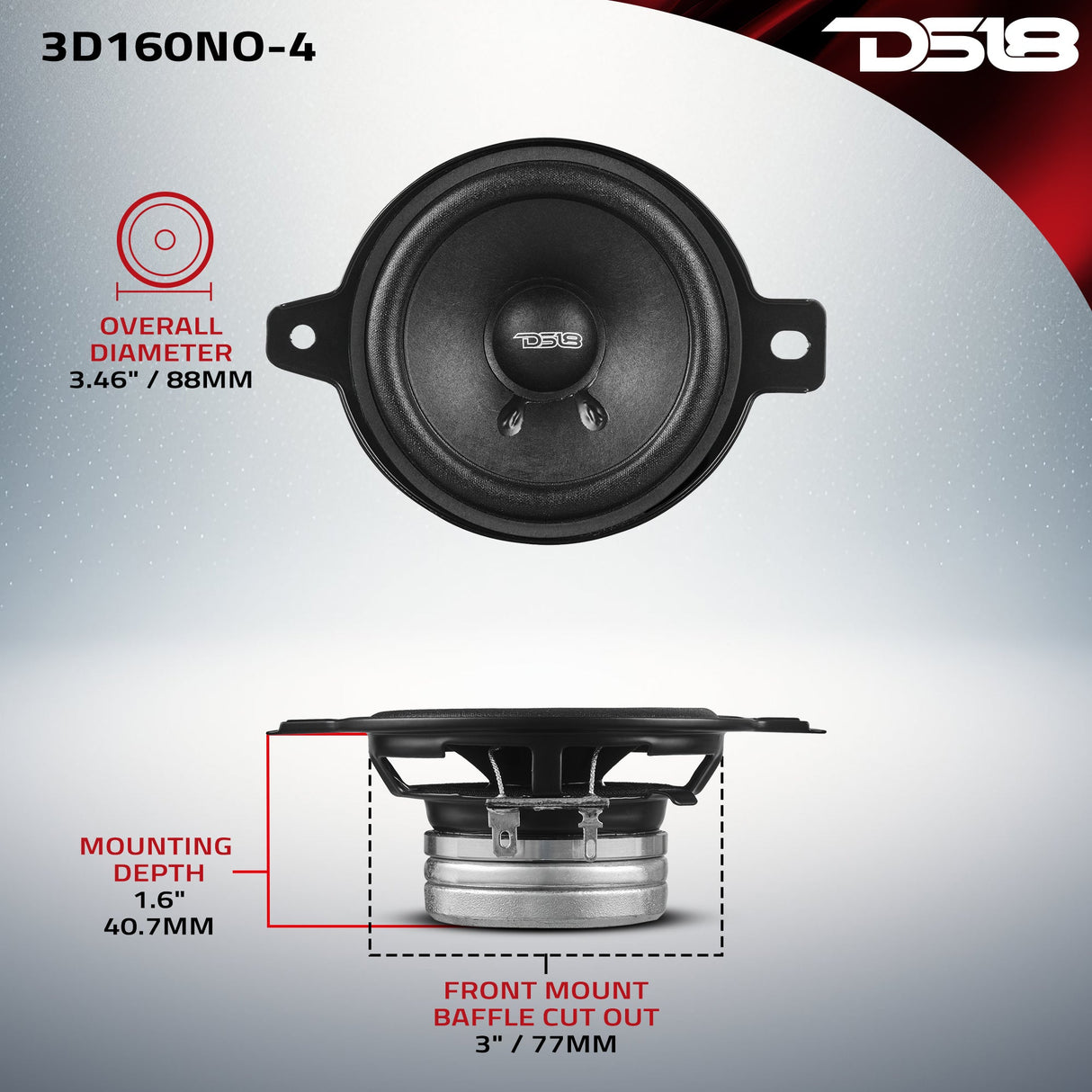 3" OEM Dashboard Loudspeaker with Neodymium Magnet | 80W RMS 4-Ohm
