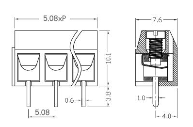 3-Pin PCB Terminal Block Connector 5.08mm Pitch (2-Pack) TekShack