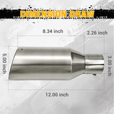 Trucktok 3" Inlet 5" Outlet 12" Overall Length Stainless Steel Bolt On Exhaust Tailpipe Tip TruckTok