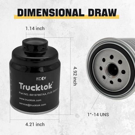 Trucktok 2013-2018 6.7L Dodge Ram Fuel/Water Separator Filter Replaces 68197867AA TruckTok