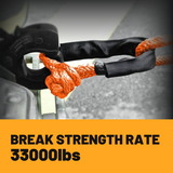 Trucktok 1" x 30ft Kinetic Recovery Rope Soft Shackle Series 35,000 lbs Break Strength TruckTok