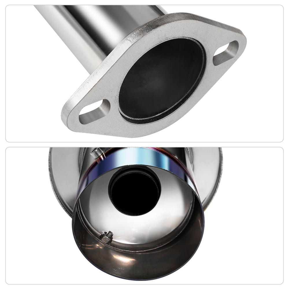 2.25" Catback Exhaust System For 1992-2000 Honda Civic 1.6L with 4" Burnt Rolled Muffler Tip Flashark