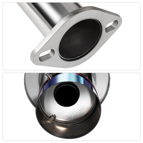 2.25" Catback Exhaust System For 1992-2000 Honda Civic 1.6L with 4" Burnt Rolled Muffler Tip Flashark