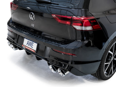Échappement quadruple AWE MK8 pour Volkswagen Golf R 3 pouces Touring Edition - Embouts chromés argentés