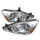 Spyder Honda Accord 03-07 Projector Headlights LED Halo Amber Reflector LED Chrm PRO-YD-HA03-AM-C