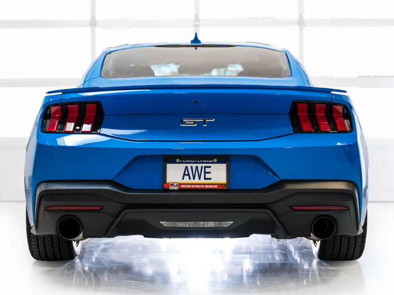 Échappement Catback AWE 2024 Ford Mustang GT Fastback S650 RWD Track Edition avec embouts noirs à double diamant