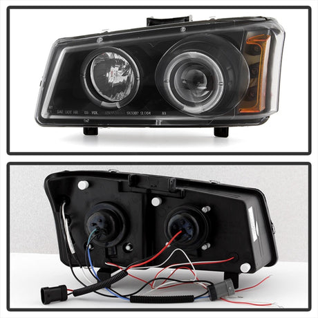 Spyder Chevy Silverado 1500 03-06 Projector LED Halo LED Amber Reflector Blk PRO-YD-CS03-AM-BK
