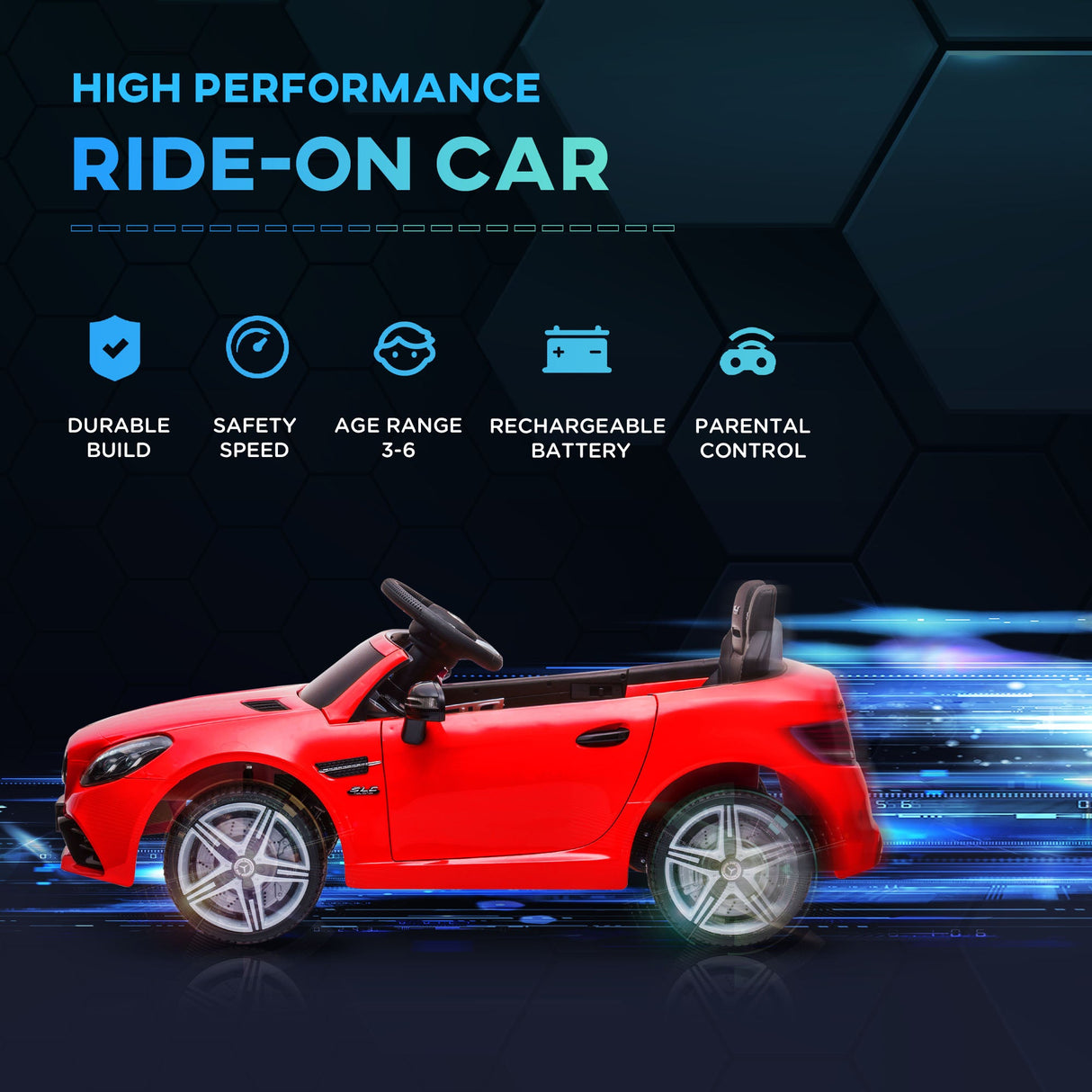 Electric Ride-On Car for Kids with Remote Control, Dual Motors, Music and Lights
