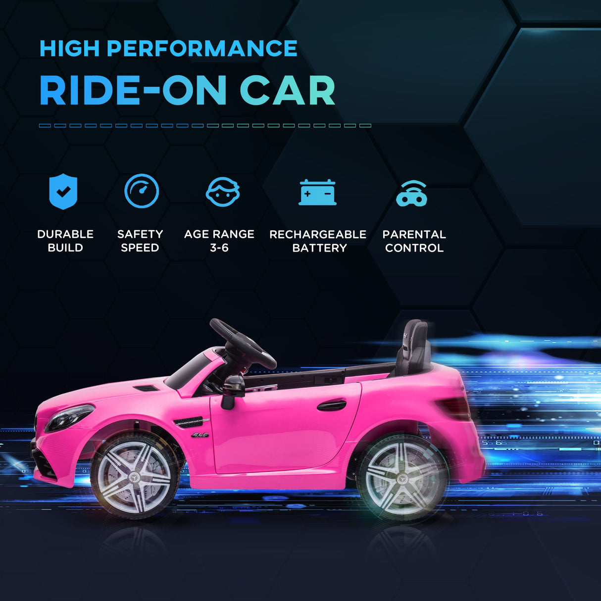 Electric Ride-On Car for Kids with Remote Control, Dual Motors, Music and Lights