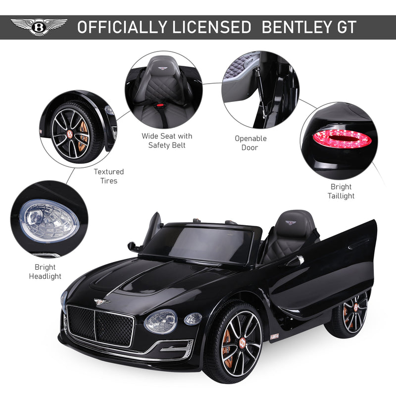 Licensed 12V Bentley Ride On Car for Kids with Parent Remote Control - Black