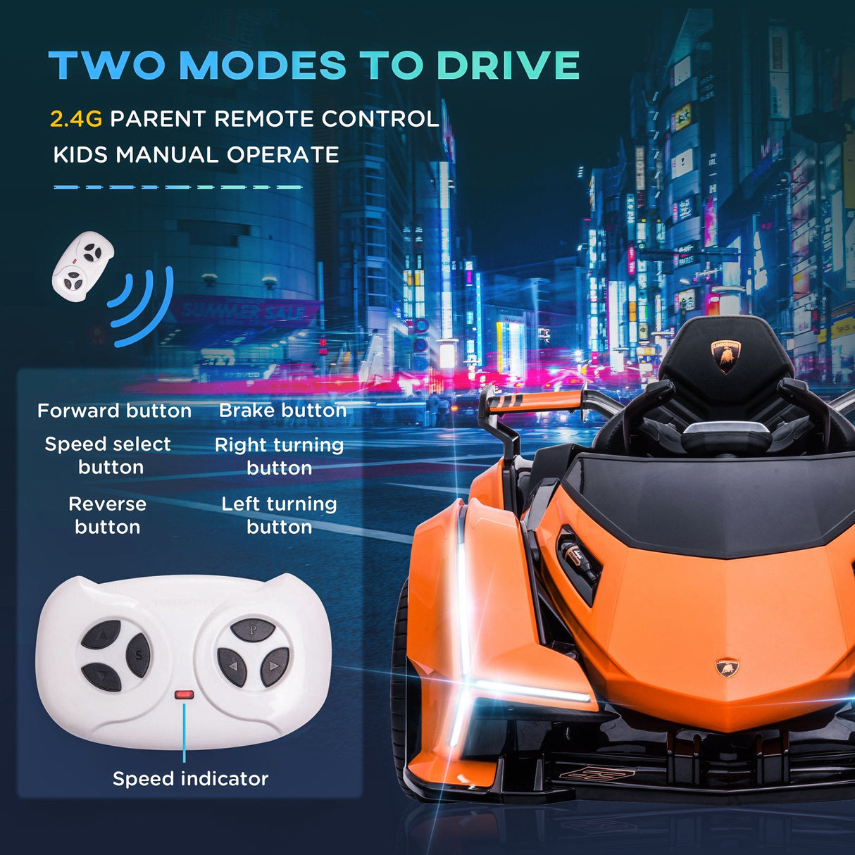 12V Lamborghini Kids Ride-On Sports Car with Remote Control