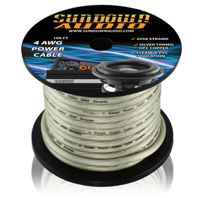 Sundown Audio 4 Gauge SILVER 100' Tinned OFC Oxygen Free Copper Power Cable Sundown Audio