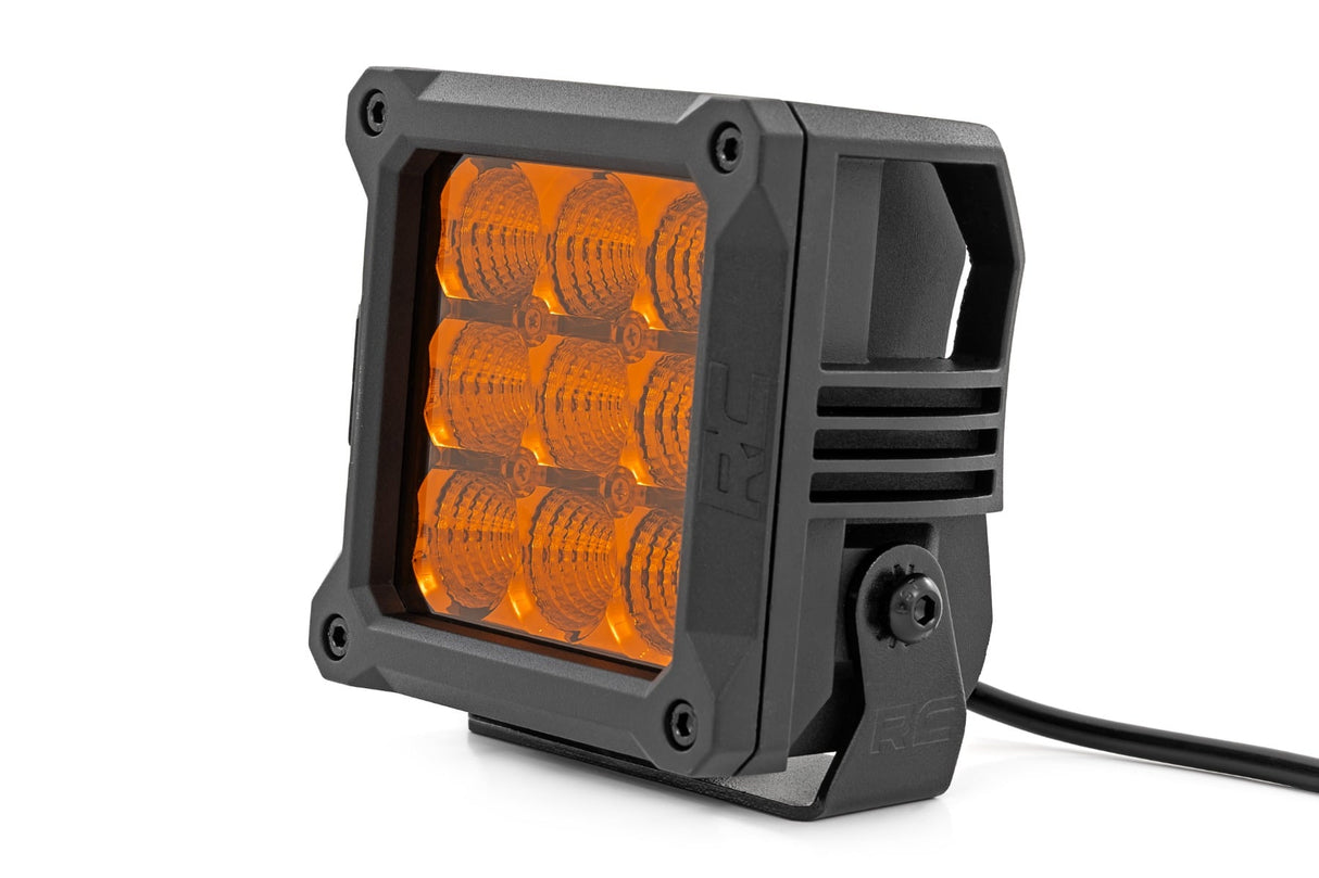 Rough Country 4 Inch LED Amber Light Pods Square Pair
