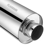4.0 in. Inlet, 18 in. Overall Exhaust Resonator 12 in. Body, 8 in. Diameter Flashark