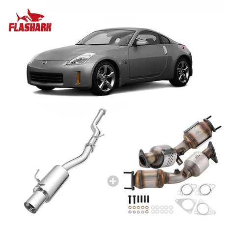 Catback Exhaust for 2003-2008 Nissan 350Z & Infiniti G35 with 4.5'' Single Tip & 3'' Pipe Flashark