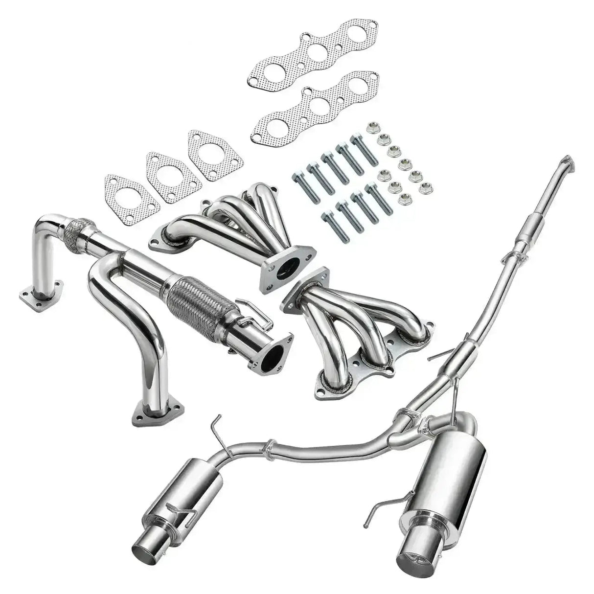 1998-2002 Honda Accord J30 V6 Exhaust Header/ Catback Exhaust w/4.5 Inches Muffler Tip All-In-One Kit Flashark
