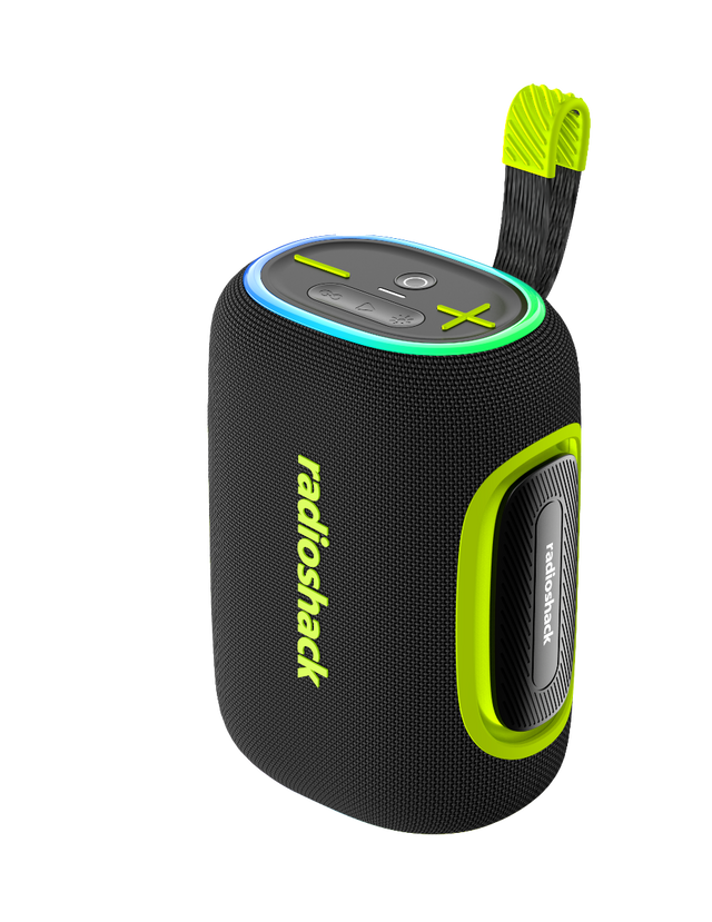 RadioShack 40W Bluetooth Speaker, TWS, AUX/USB, IPX5 Water Resistant, RGB Lights, Black/Green TekShack