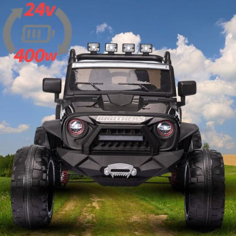 400W 2-Seater Electric Jeep with Spring Suspension and LED Lights for Kids (24V)