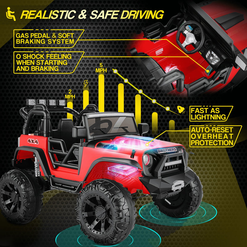 400W 2-Seater Electric Ride-On Jeep for Kids with LED Lights and 24V Battery