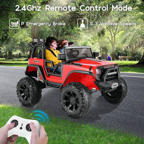 400W 2-Seater Electric Ride-On Jeep for Kids with LED Lights and 24V Battery
