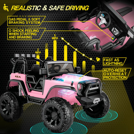 400W 2-Seater Electric Ride-On Jeep for Kids with LED Lights and 24V Battery