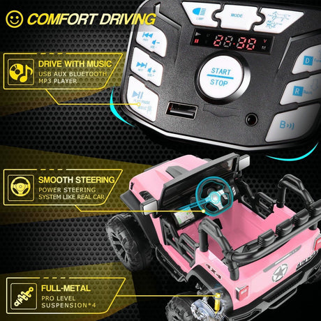 400W 2-Seater Electric Ride-On Jeep for Kids with LED Lights and 24V Battery