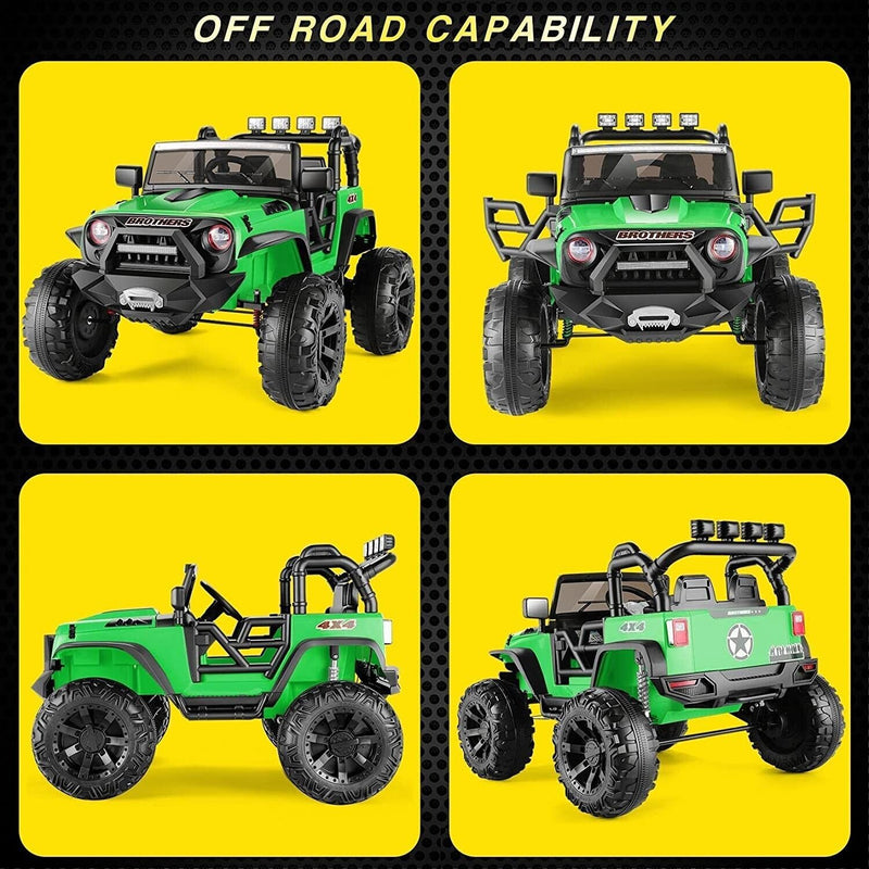 400W 2-Seater Electric Ride-On Truck with LED Lights for Kids - 24V Jeep Car