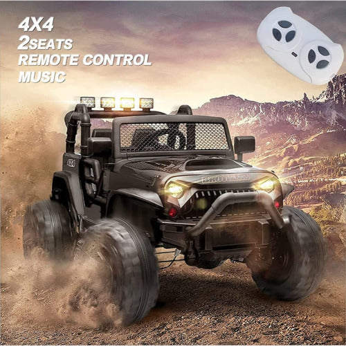 400W Electric 24V Kids Ride on Car with 2 Seats, RC Control, and LED Lights - 14 Large Suspension Wheels