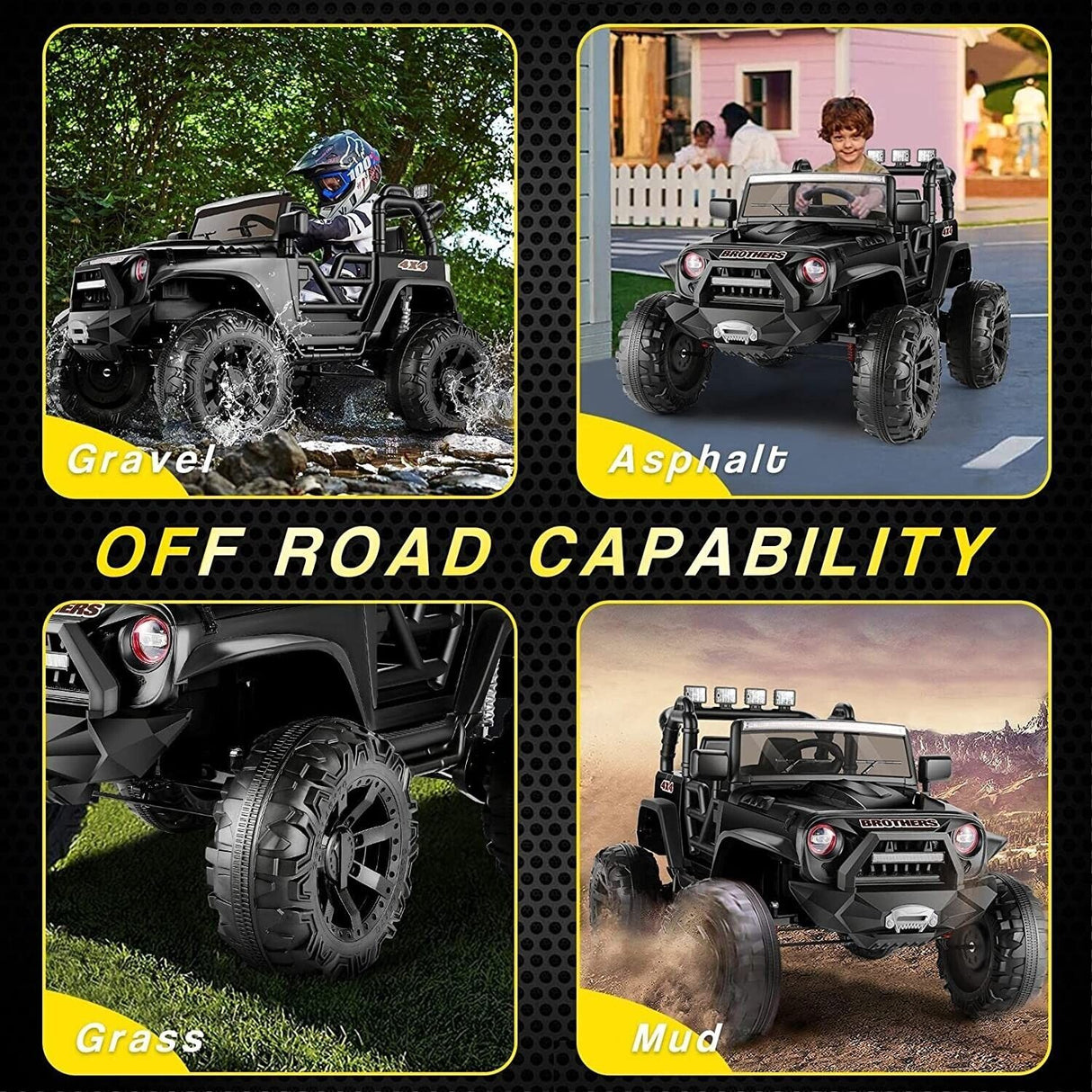 400W Electric 24V Kids Ride on Truck Car Jeep with MP3 Player, LED Lights, and Remote Control - Seats 2